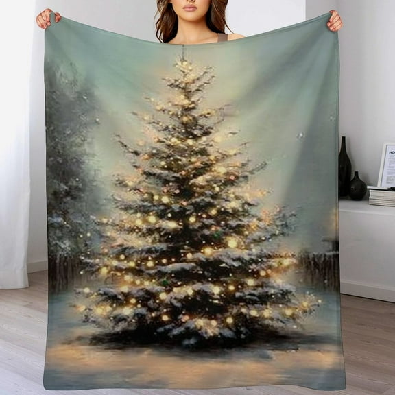 RKSupls Christmas Throw Blanket,Soft Warm Fannel Christmas Tree With Light Blankets Gift for Home Bed Sofa Couch Decor,60x80 in