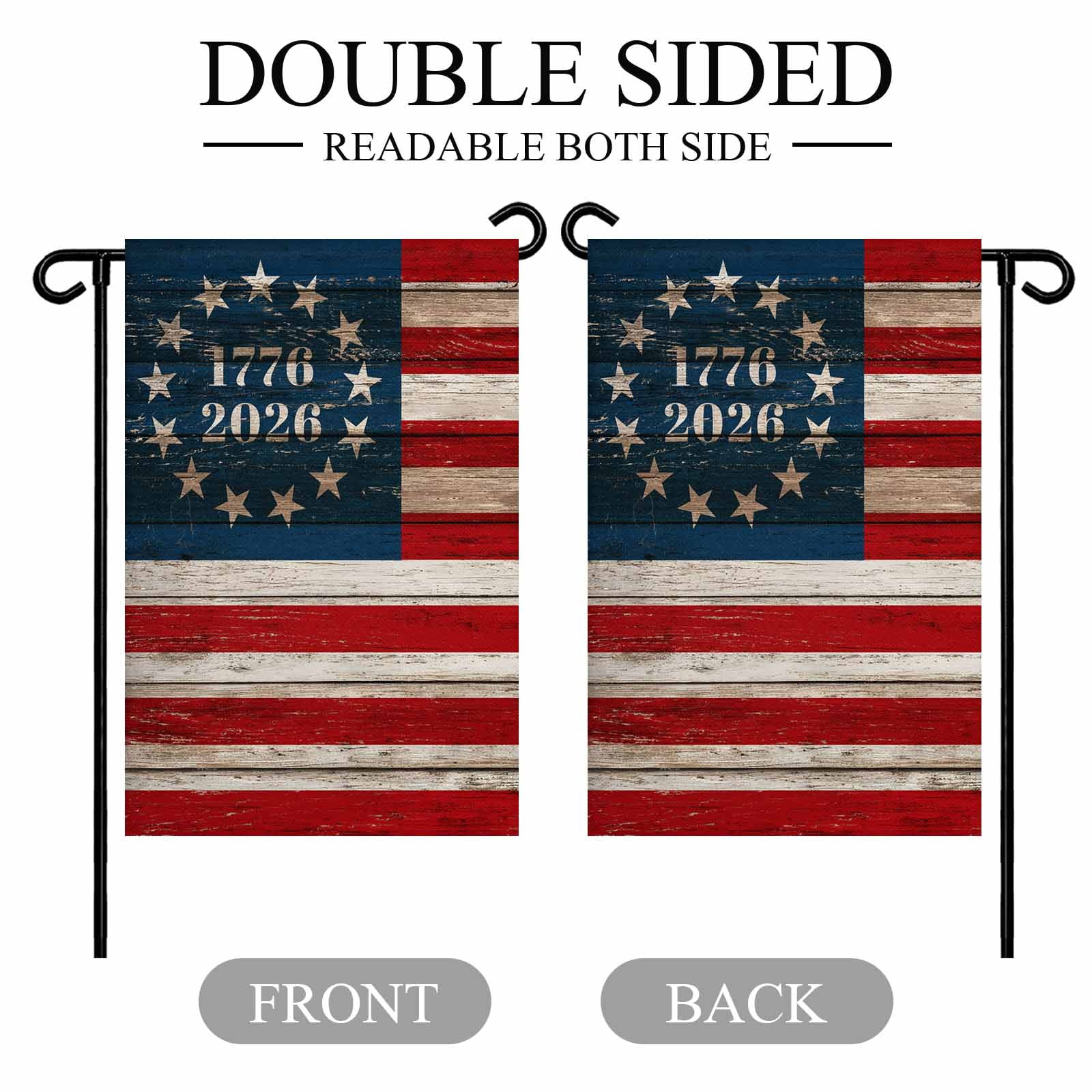 4th of July Garden Flags Patriotic Stars 250th Anniversary Garden Flag Double Sided Welcome Flag American Flag Independence Day Yard Flags for Outdoor Lawn Porch Memorial Day Decor 28x40 Inch