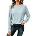 thumbnail image 3 of Bxsruta Womens Long Sleeve Raglan Tops Crew Neck Lightweight Shirts Casual Athletic Tees, 3 of 8