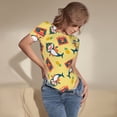 thumbnail image 3 of Balery Pineapples Sharks In Hawaiian Body de cuello redondo de manga corta para mujer Tops de manga corta Tops básicos-Medium, 3 of 7
