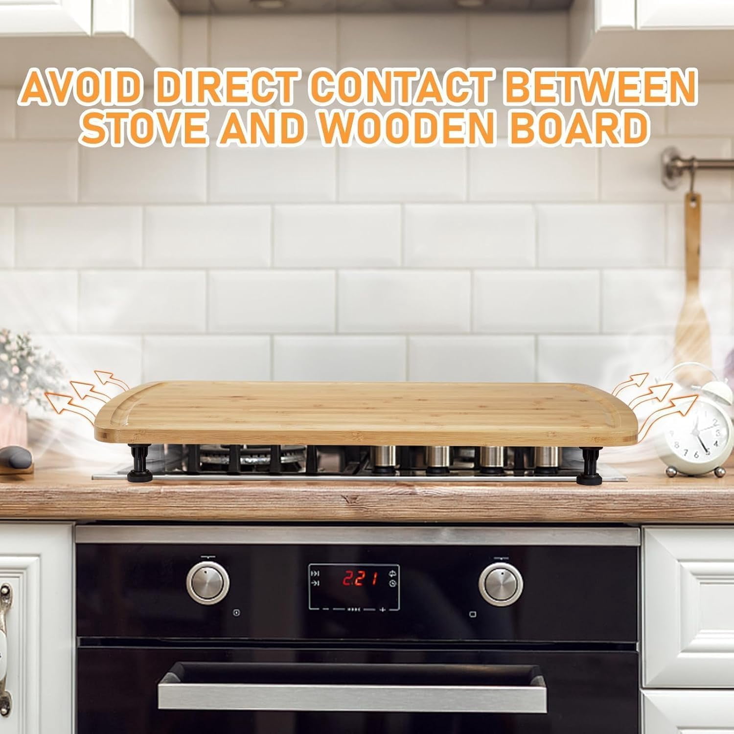 30x20 Inch Noodle Board Stove Cover – Removable Legs, Multi-Functional Thickened Cutting Board for Electric/Gas Stoves, RV & Sink with Deep Grooves and Non-Slip Design