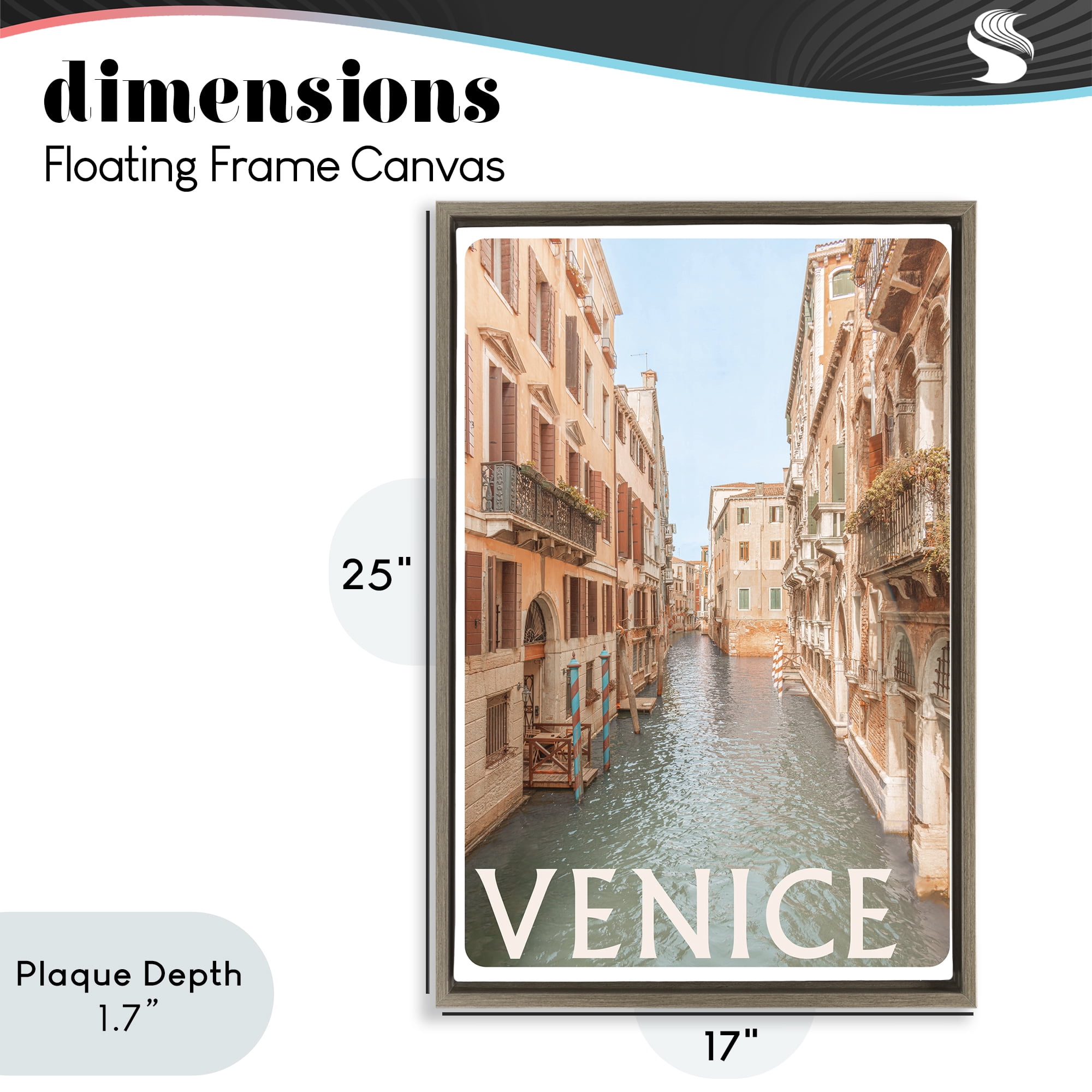 Stupell Industries Venice Canal Waterway Brown Framed Floater Canvas Wall Art, design by Erin Marie