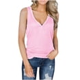 thumbnail image 1 of Gibobby Blusas y chalecos sin mangas con cuello en V y botones de color sólido sueltos informales para mujer(Rosa,CH), 1 of 5