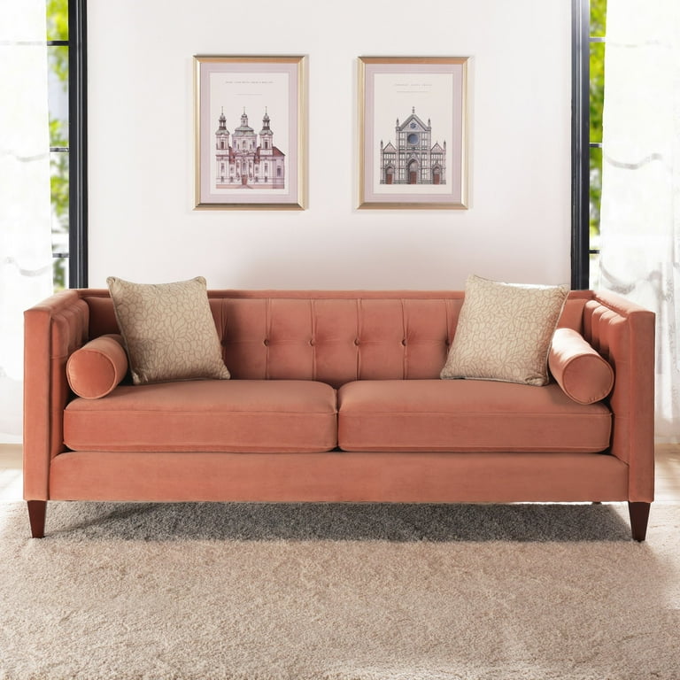 Jack Tufted Tuxedo Sofa Double Cushion, Orange - Walmart.com