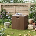 thumbnail image 2 of Gaderth Coffre de Terrasse en Résine, Coffre de Rangement Extérieur Étanche de 28 Gallons, Bac de Rangement pour Patio, Contenant de Rangement en Résine Verrouillable, Banc de Rangement pour Coussins de Meubles de Patio, Outils de Jardin, Équipement de Sport de Piscine, 2 of 9