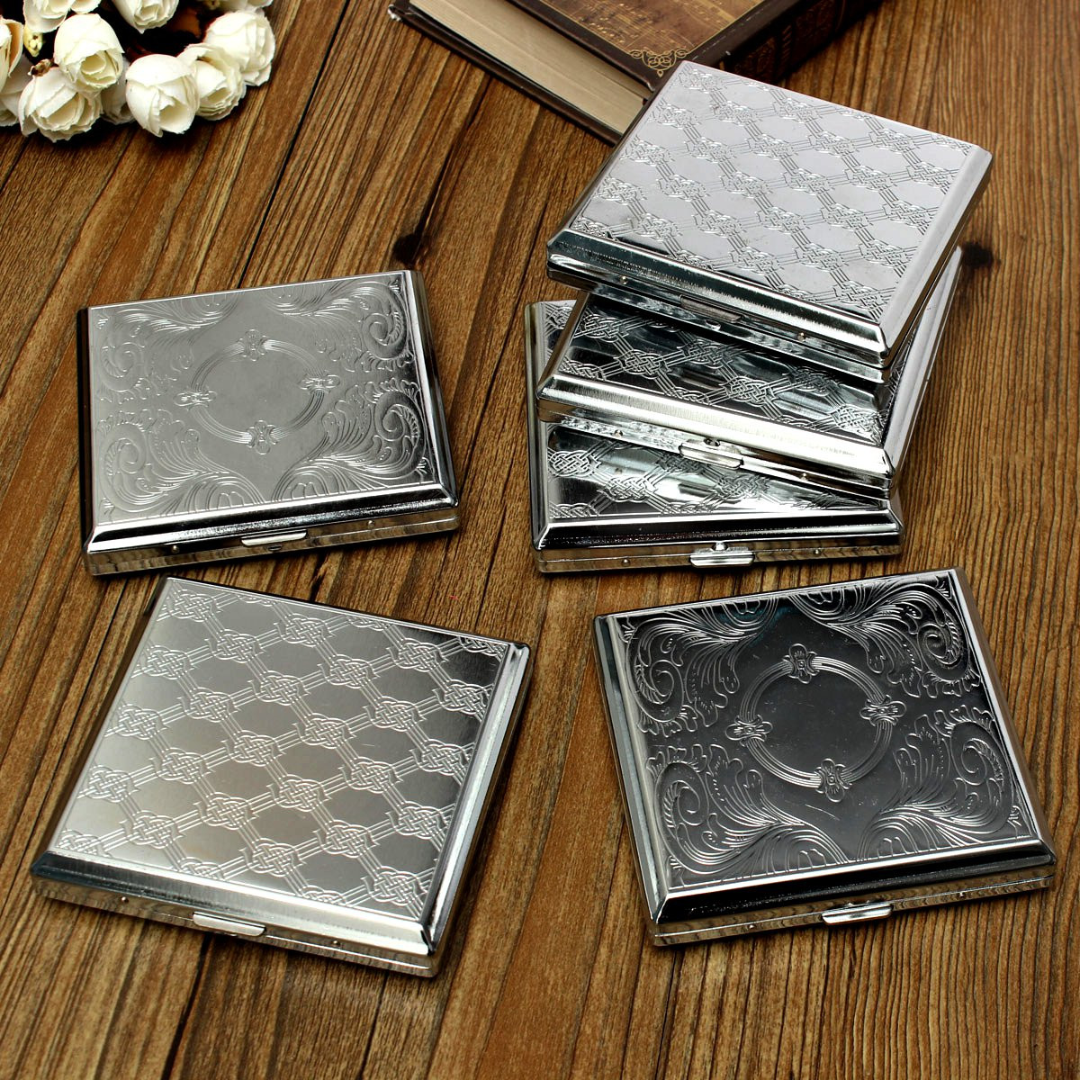 Metal Cigarette Case 20 Cigarettes Box Holder Elegant Smoke Pouch