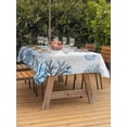 thumbnail image 3 of Outdoor Tablecloth with Umbrella Hole for Patio/Picnic/Party/Camping, Blue Coastal Waterproof Table Cloth Rectangle Table Cover Washable, Summer Watercolor Starfish Shells Corals (60"x 84"), 3 of 9