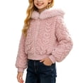 thumbnail image 2 of Annhoo Big Boys Girls Zip Hooded Jackets Winter Fleece Long Sleeve Outdoor Coat Cute Fashion Cropped Outerwear, 2 of 9