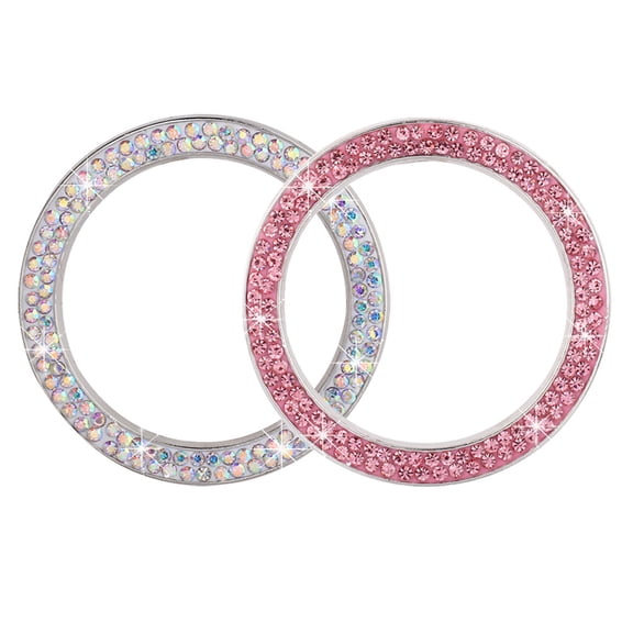 NICEXMAS Push Button Cover Rhinestone Start Button Ring Assorted Color 2Set