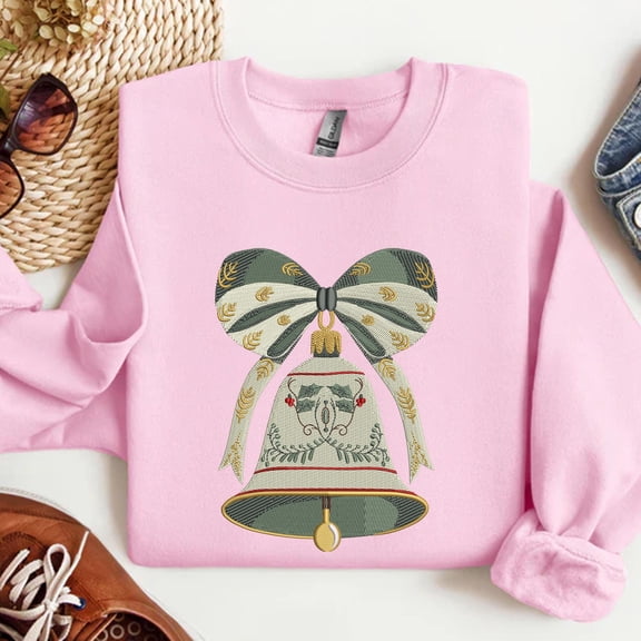 Christmas Bell Embroidered Sweatshirt, Jingle Bells Embroidered Shirt, Christmas Party Shirt, Merry And Bright Hoodie, Merry Christmas Gift