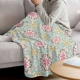 thumbnail image 3 of Pink Green Flowers Blanket Soft Cozy Warm Throw Blanket for Couch, Plush Fuzzy Flannel Fleece Blankets for Sofa, Country Botanical Abstract Floral Patterned Bed Blankets Gifts for Men, 40"x50", 3 of 9