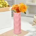 thumbnail image 3 of Wave-Designed Plastic Vase - Modern Minimalist Shatterproof Flower Pot for Home Decor, Durable Container for Dry & Wet Flower Arrangements, Sleek Home Office Desktop Accent, 7.9*2.8in, Pink, 3 of 7