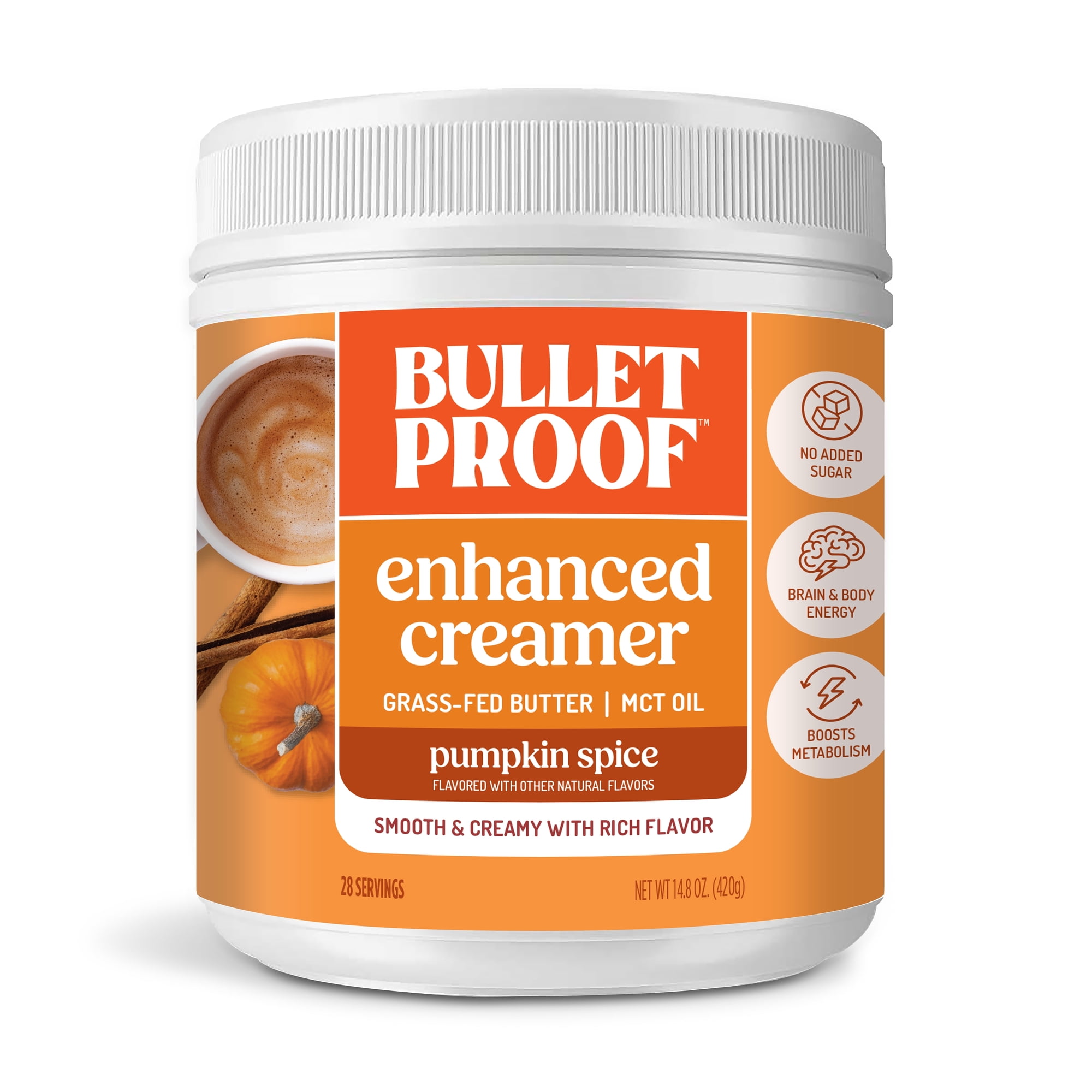Bulletproof Pumpkin Spice Creamer 14.8 Ounces Keto Coffee Powder Creamer with MCT Oil and Grass-Fed Butter Supports Brain Function