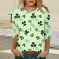 thumbnail image 5 of Xuyuer St Patricks Day Shirt Women 3/4 Sleeve Crew Neck T-Shirts Shamrock Graphic Tees St Patty's Lucky T-Shirt Green Irish Tops Shamrock Lucky T-Shirts Irish Festival Holiday Tee Tops, 5 of 7