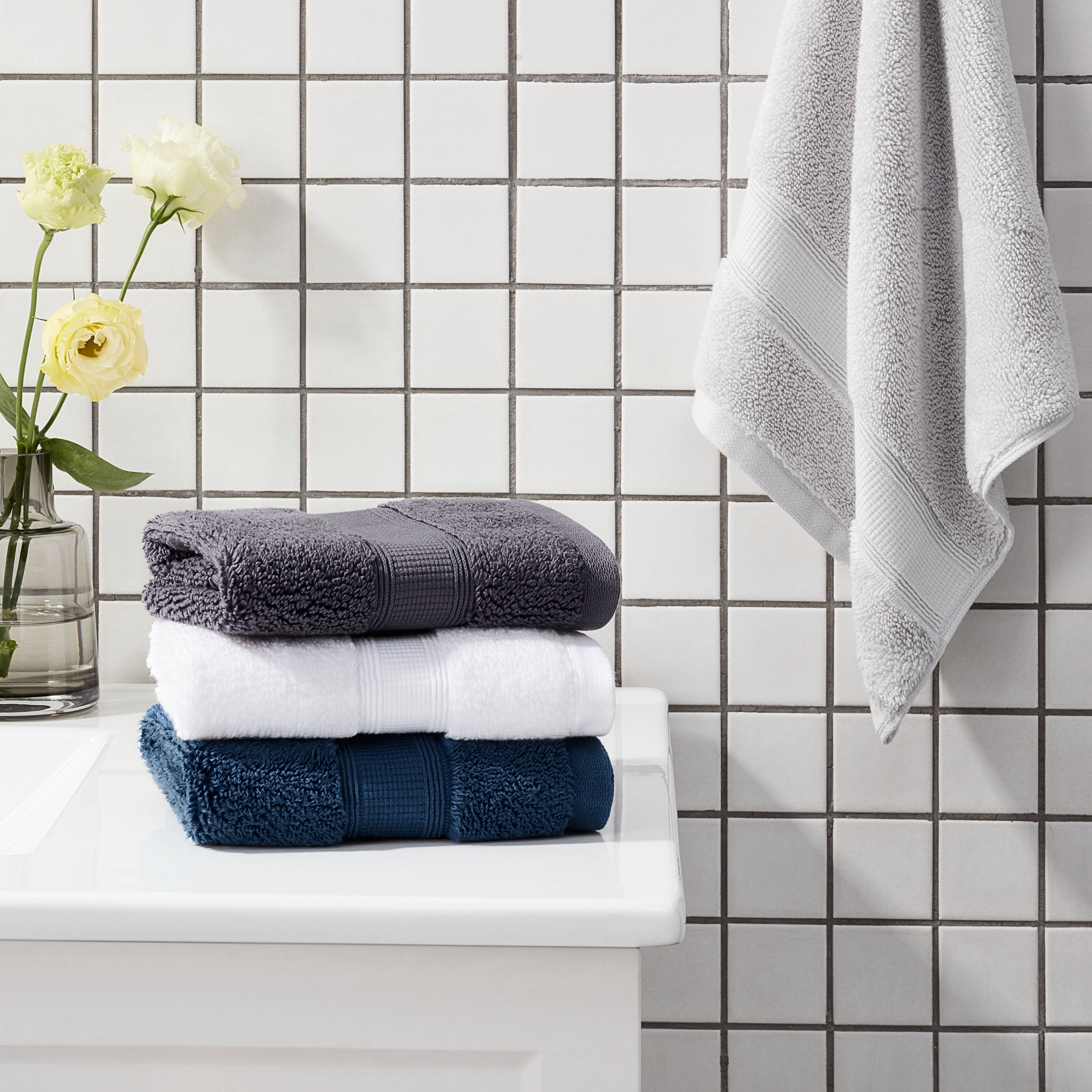 Hotel Style Egyptian Cotton Washcloth, Platinum Silver