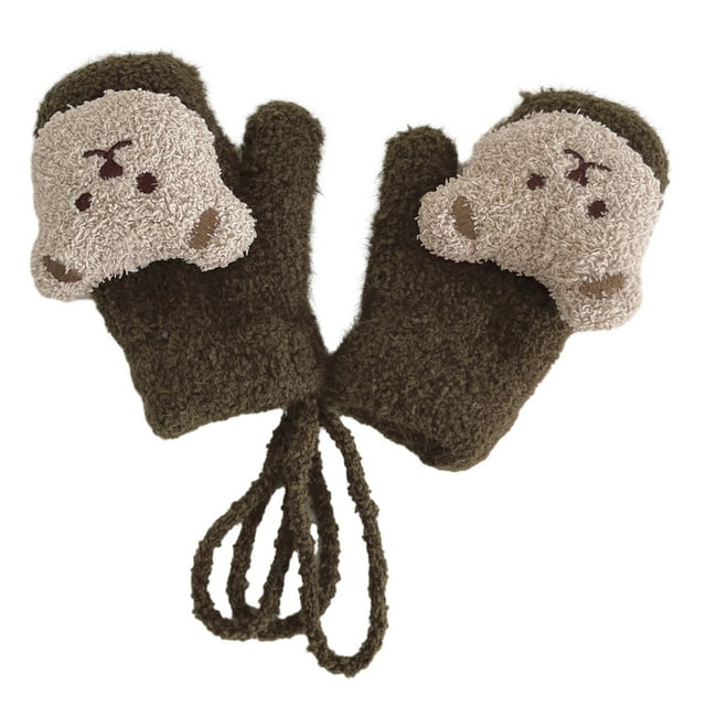 Manoplas para niños con forro polar para un invierno cálido y elástico, guantes de punto con dedos completos891