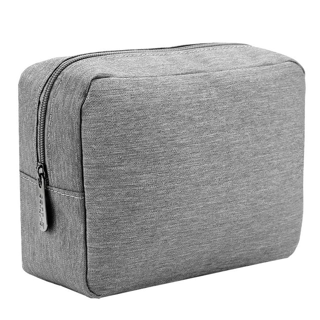 Bolsa de viaje para cosméticos E-Tree de lona con cierre, 25 x 16 x 8 cm, color gris