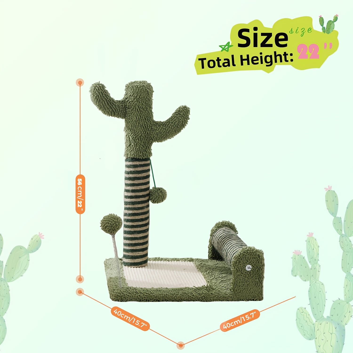Cactus Cat Tree Tower 33 Inch with Soft Hammock & Sisal Scratching Post Durable Space-Saving Cat Apartment Playroom for Indoor Cats