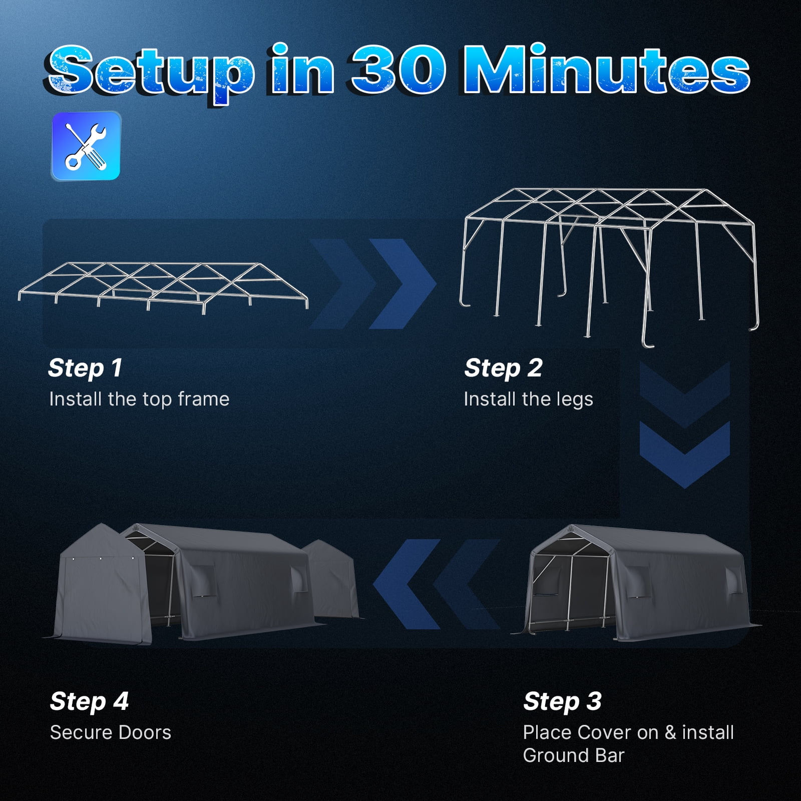 ADVANCE OUTDOOR 10X20 ft Carport Heavy Duty Outdoor Patio Anti-Snow Portable Canopy Storage Shelter, Gray