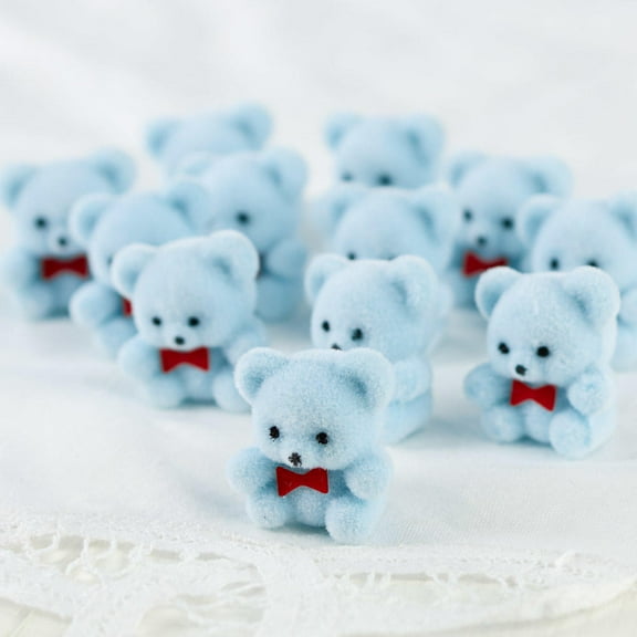 Factory Direct Craft Miniature Flocked Blue Teddy Bear Favors Package of 24