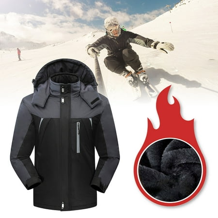 Outdoor Men Hoodie Waterproof Windproof Jacket Snow Coat Hiking Winter Ski (Best Waterproof Jacket 2019)