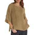 thumbnail image 1 of Youmylove Hauts de Mode pour Femmes Été Manches 3/4 Col Rond Imprimé Floral Ample T-Shirts Tunique en Lin Décontractée Blouse Mode, 1 of 5