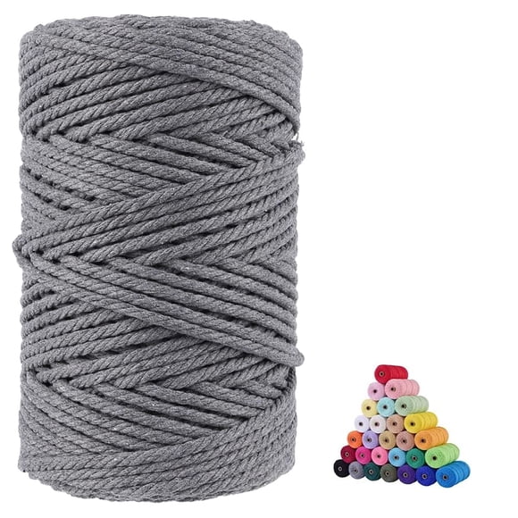 Cordón de Macramé de Algodón FLIPPED 5 mm de Grosor, Cuerda Gris de 100 m