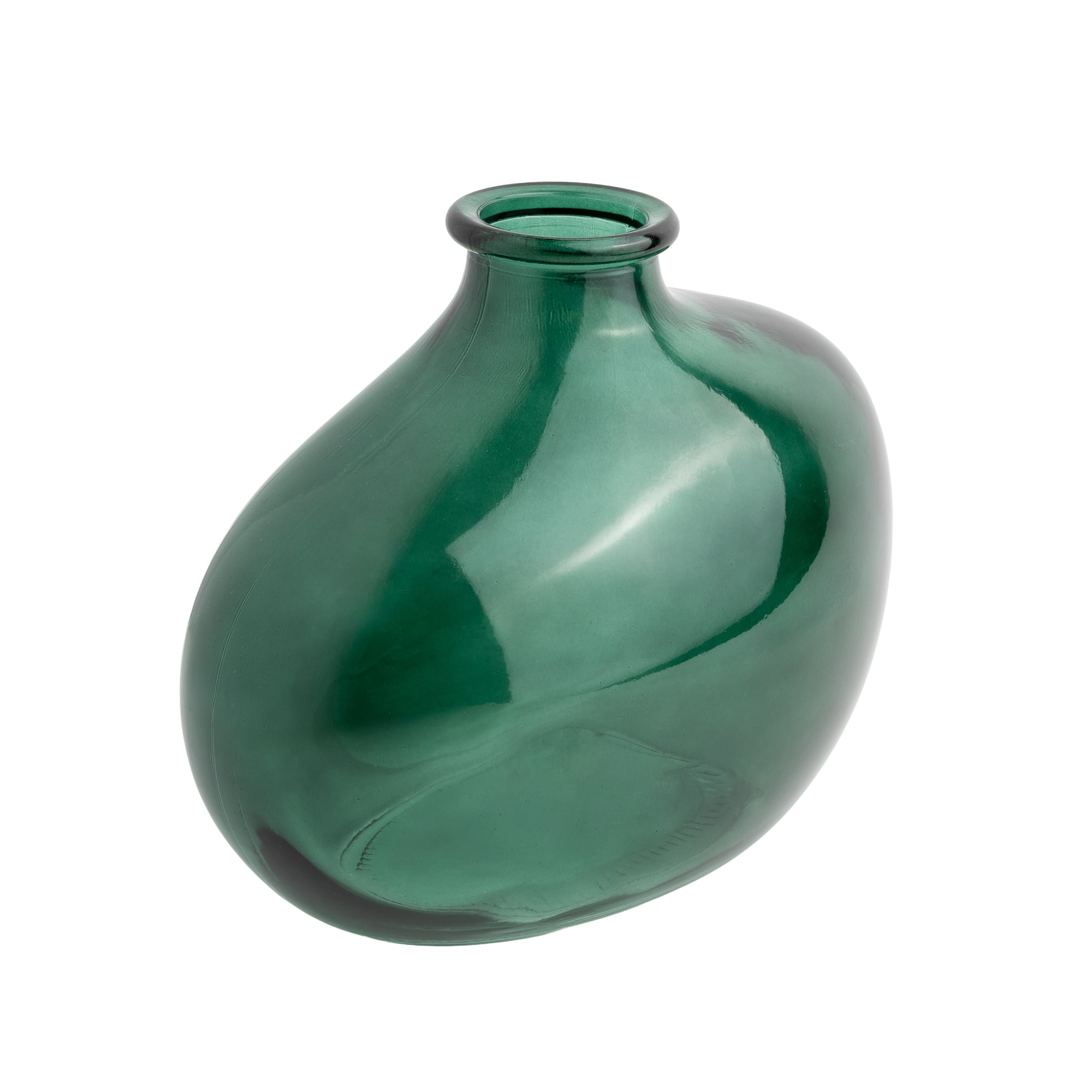 Mainstays Green Glass Decorative Vase, 7.3 in