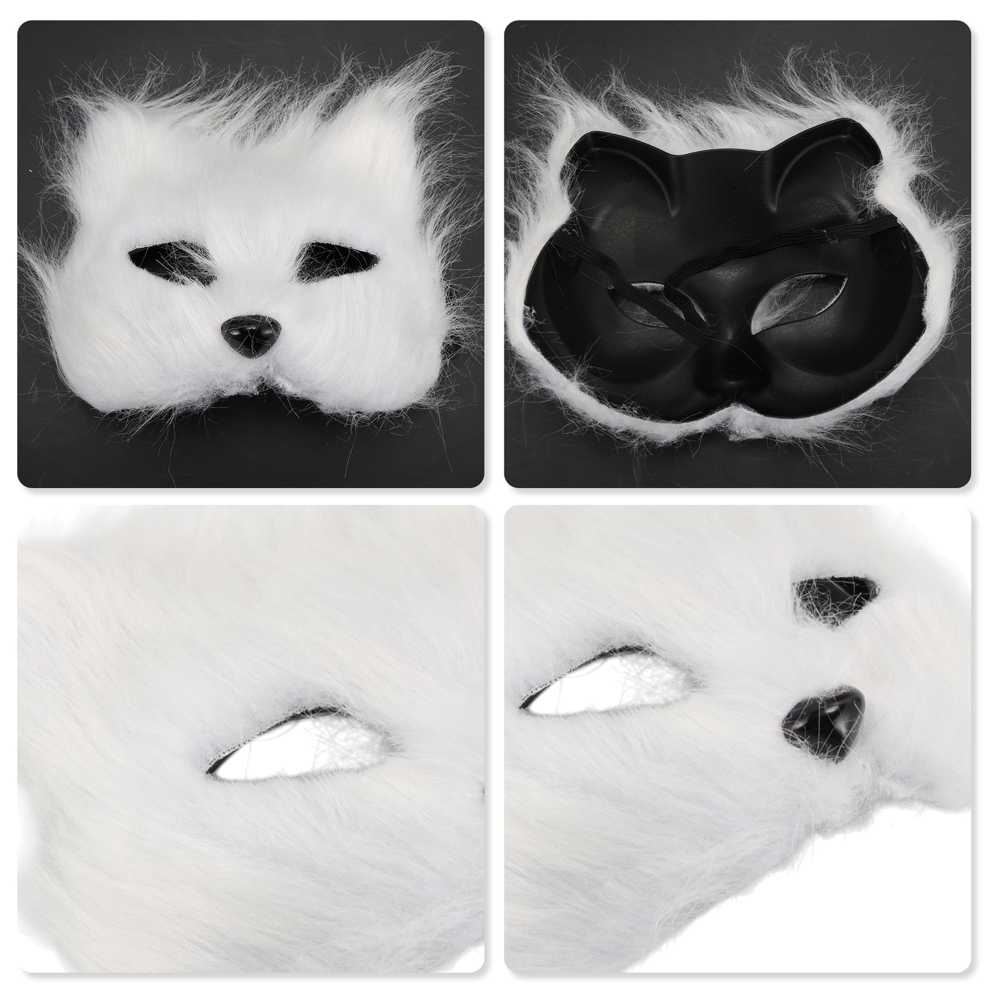 Unique Bargains 1 Pack Long-haired Foxes Party Mask Costume Events White