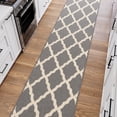 thumbnail image 6 of Ottomanson Extra Long Runner Rug 2'7" x 29' – Non-Slip Low Pile Hallway Carpet, Trellis Gray, 6 of 12
