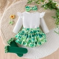 thumbnail image 5 of JIAYUE Sets For Girls St Patricks Day Outfits Crew Neck Cartoon Print Long Sleeve Snap Romper Skirt with Headband For Toddler Casual Outfits, 5 of 9