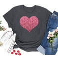 thumbnail image 2 of Luxalzxs Sparkly Tops for Women Plus Size Glittery Heart Graphic Valentine’s Day Short Sleeve Tees Tops Valentines Day Gifts, 2 of 4