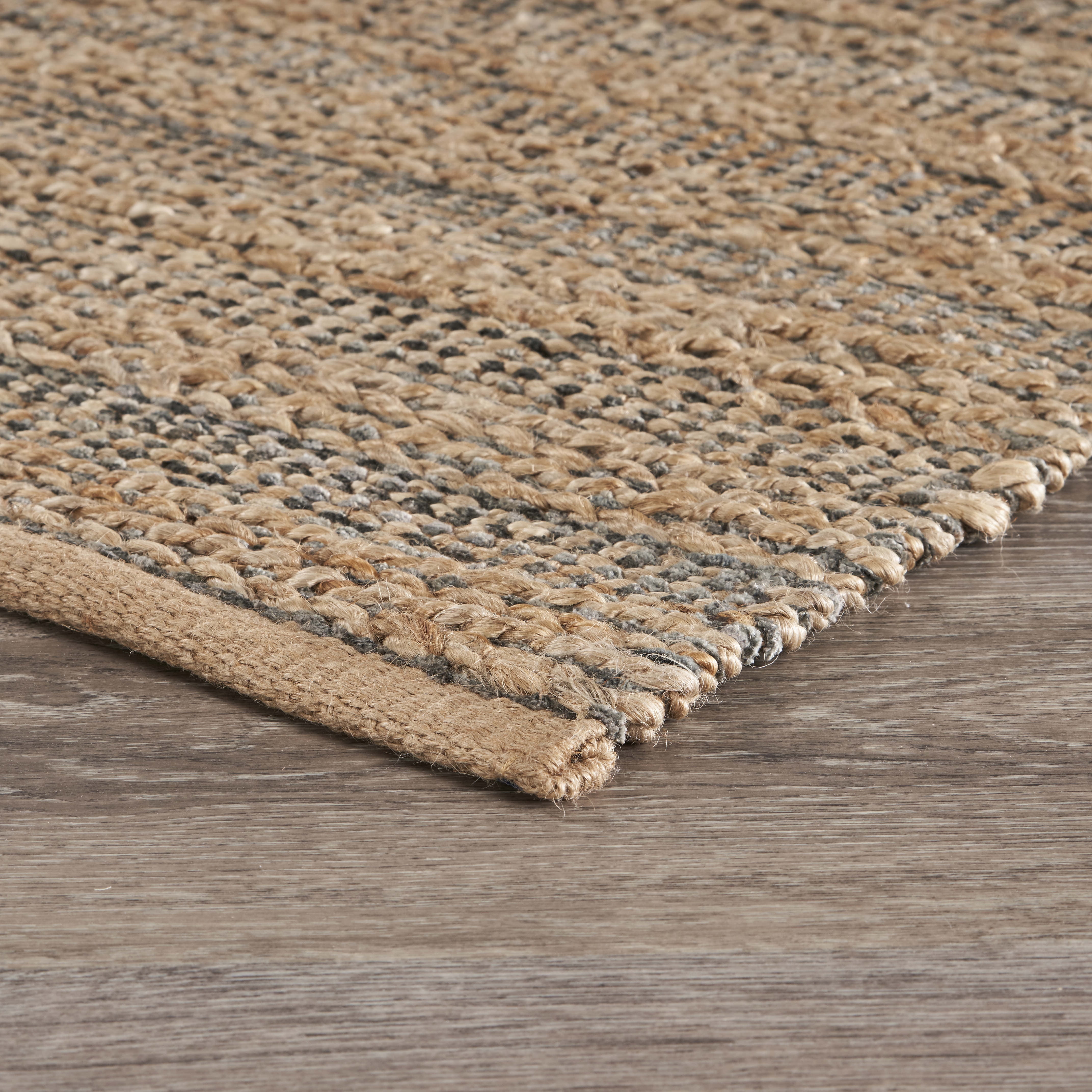 LR Home Natalie Belle Tan/Gray Braided Farmhouse Jute Blend Area Rug, 7'9" x 9'9"