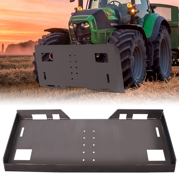 Universal Quick Attach Mount Plate, Skid Steer Mount Plate Attachment w/Holes Easy to Weld or