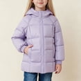 thumbnail image 2 of Ymyiu Toddler Girl Fall Jacket Girl's Lightweight Winter Coat Lined Long Puffer Jacket Waterproof Warm Quilted with Hood 4T 5T(Purple, 4-5 Years), 2 of 7