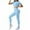 Light Blue, variant on Erwazi Two Piece Yoga Outfit Sets for Women Casual Cropped Short Sleeve Tops and Slim Fit Tummy Control Pants 2 Pcs Tracksuits Set, Black, L