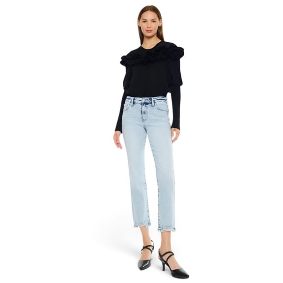 Kancan - Mid-Rise Cropped Straight Leg Jeans (27" Inseam) - KC20063M