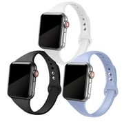 Yepband 3 Pack Sport Slim Silicone Bands for Apple Watch Bands 38mm 42mm 40mm 44mm 41mm 45mm, Thin Soft Narrow Replacement Strap Wristband Bracele for iWatch Series 7/SE/6/5/4/3/2/1 Women Men
