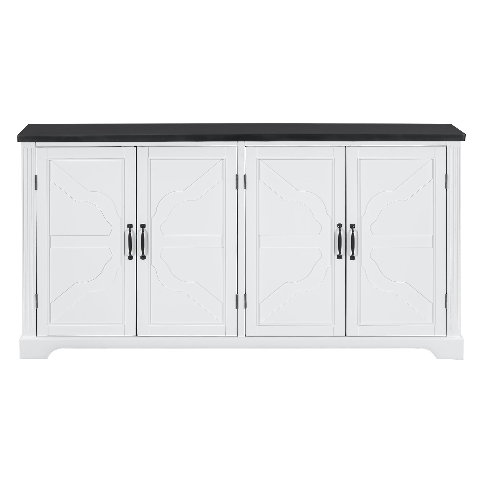 Euroco Wooden Sideboard Buffet Cabinet,62.8" Large Kitchen Storage Cabinet with Metal Handles for Kitchen Living Room,White