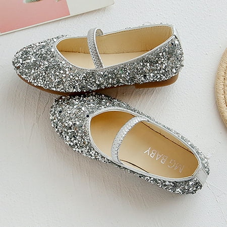 

LYCAQL Toddler Shoes Baby Sequined Shoes Dance Children Bottom Girls Princess Leather Soft Shoes Baby Shoes Baby Boy Shoes 18-24 Months (Silver 1.5 Little Kid)