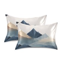 Yayeee Pillowcase Queen Size Set of 2 Satin Wrinkle Resistant Pillow Case, Art Mountains