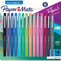 Paper Mate Flair Felt Tip Pens, Medium Point (0.7mm), Assorted Colors, 14 Count