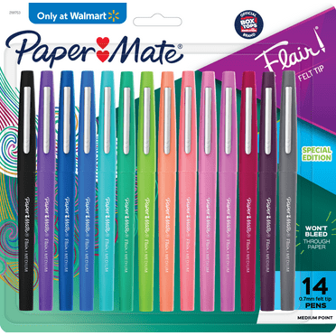 Paper Mate Flair Felt Tip Pens, Medium Point (0.7mm), Assorted Colors, 14 Count