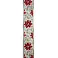 thumbnail image 2 of Northlight Pack of 12 Red Poinsettia Print Gold Wired Christmas Craft Ribbon Spools - 2.5 x 120, 2 of 3