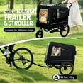 thumbnail image 3 of imerelez Extra Large 2-in-1 Bike Trailer & Push Cart for Pets - Detachable Bike Hitch & Push Handle Included - All-Terrain Wheels, Quick Wheel, Non-Slip Floor, Internal Leash, Black, 3 of 9