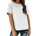 thumbnail image 4 of Yubnlvae Women's Short Sleeve Casual Solid Loose Crew Neck T Shirts White 3XL, 4 of 6