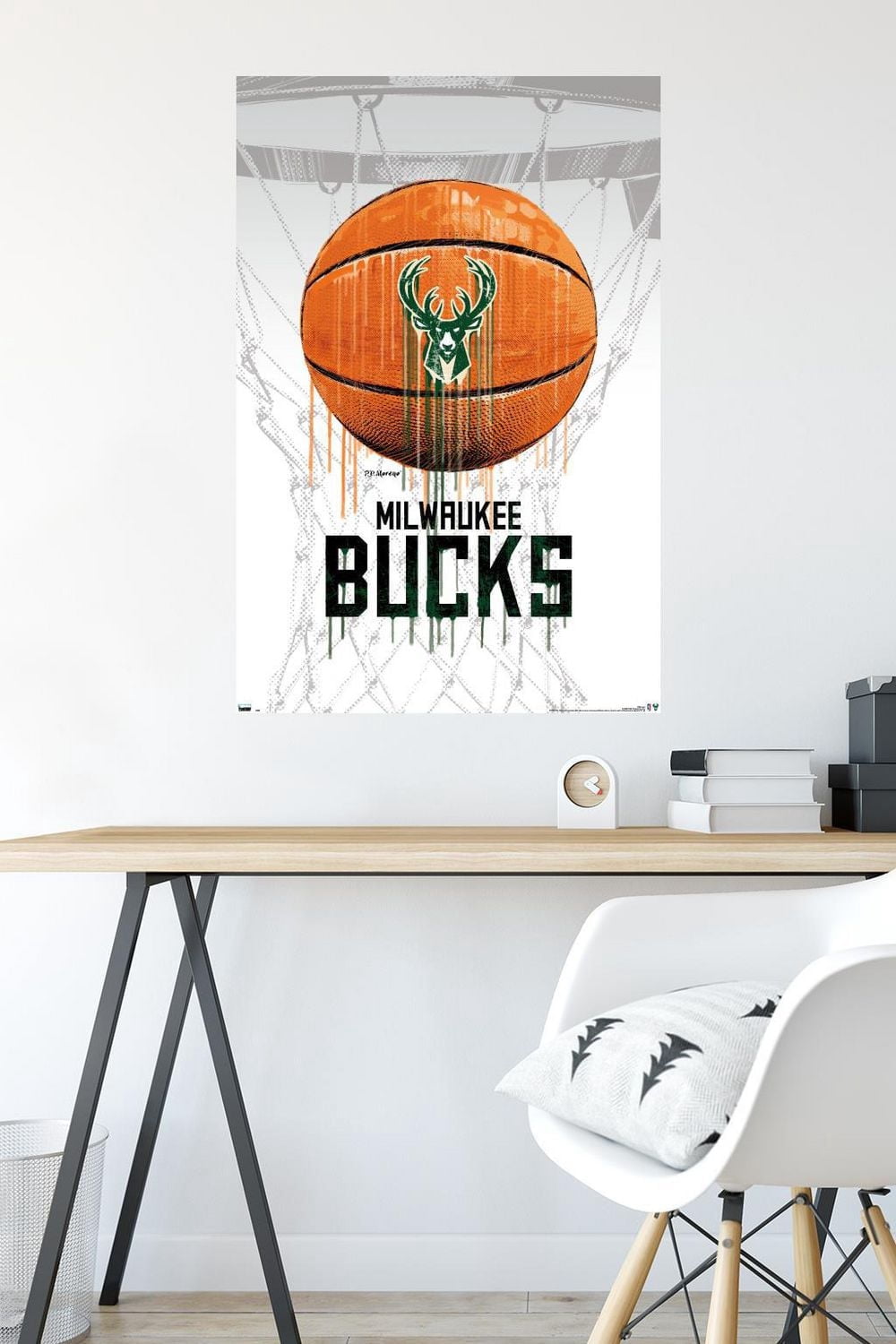 NBA Milwaukee Bucks - Drip Ball 20 Wall Poster, 22.375" x 34" Framed