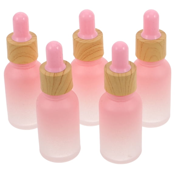 HEMOTON 5pcs Glass Dropper Bottles For Essential Oils Empty Refillable Cosmetic Containers 15ml Gradient Frosted Glass Bottles For Skincare Makeup And Aromatherapy