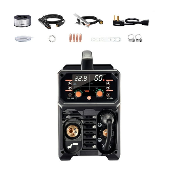 KFFKFF MIG Welder Device, 200A Synchronized Welding Apparatus, Quad-Function Gas MIG/Flux Core MIG/Stick/Lift TIG Multi-Method Welding Equipment, 110V/220V Dual Voltage Welding Device