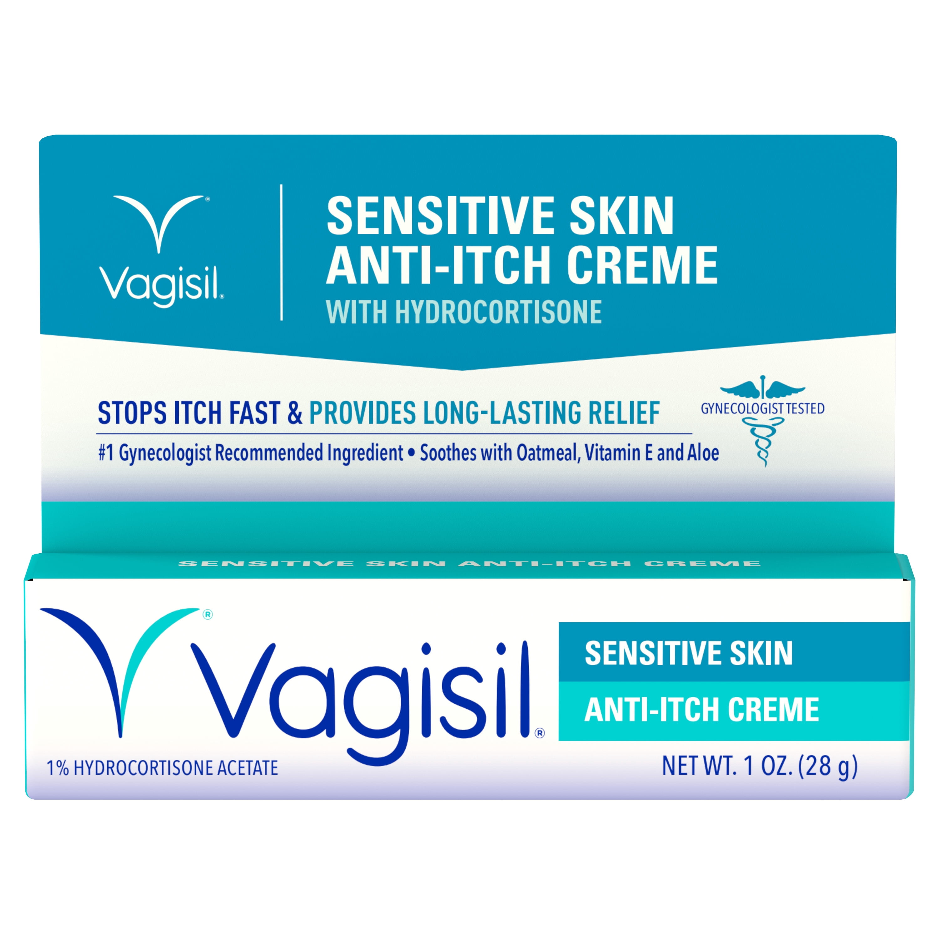 (3 pack) Vagisil Sensitive Skin Anti-Itch Cream for Women, with Hydrocortisone, Helps relieve Yeast Infection Irritation, Soothes & Cools, 1oz